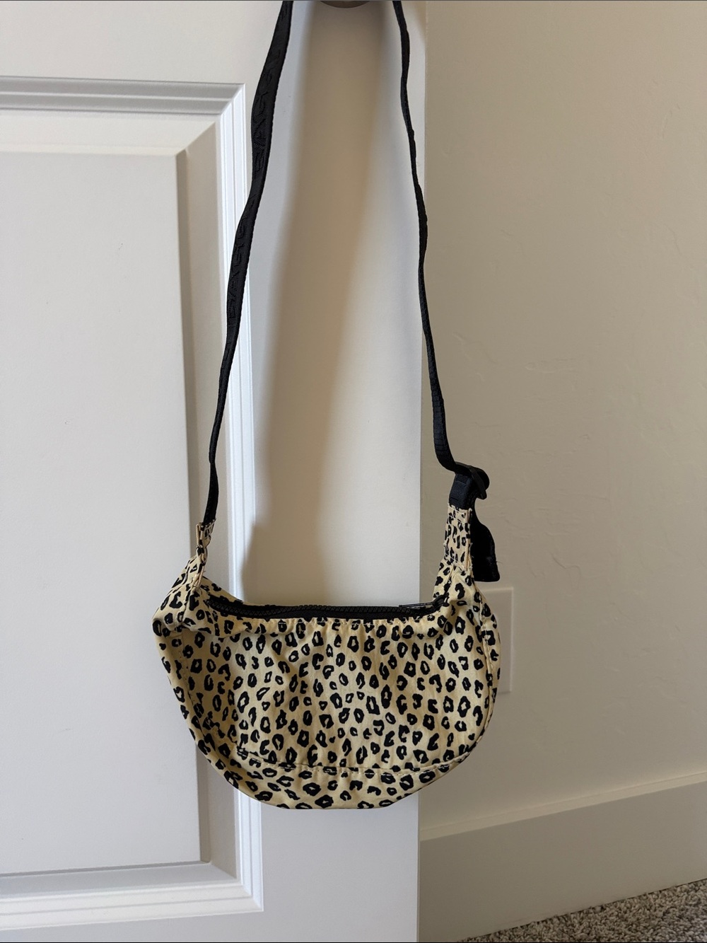 Baggu mini leopard crescent bag